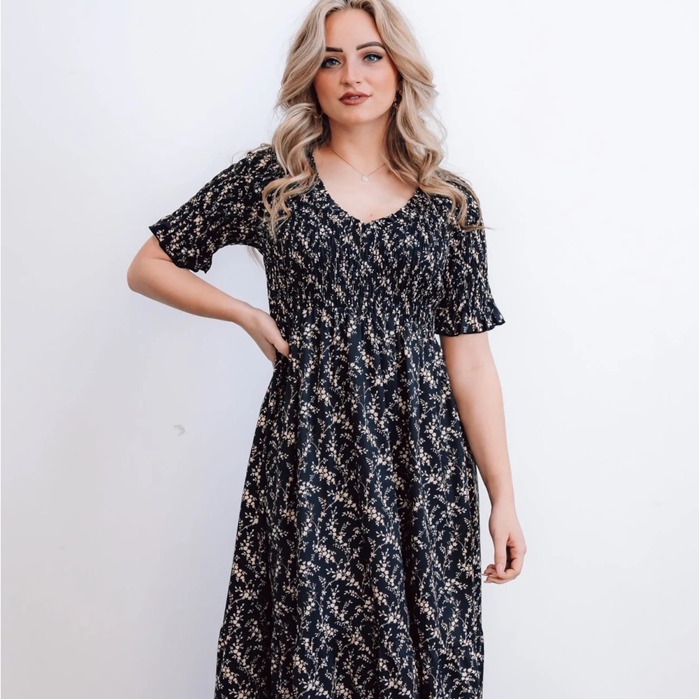 Lotta Smocked Maxi Dress- Baltic Born
